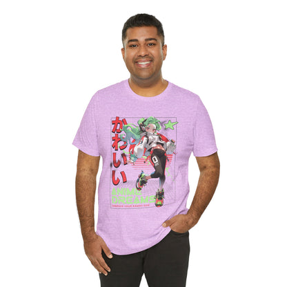 Anime Dreams Kawaii Tee — Neon Retro Anime Girl Graphic T-Shirt