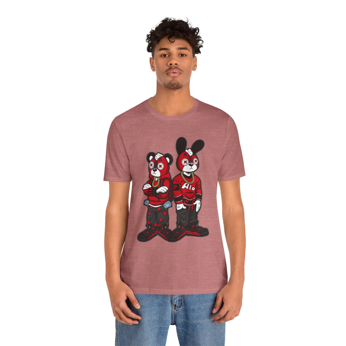 Streetwear Cartoon Bear & Bunny Tee — Hip Hop Graphic T-Shirt