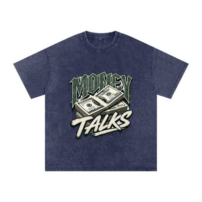 Money Talks Snow-Washed Cotton Graphic Tee