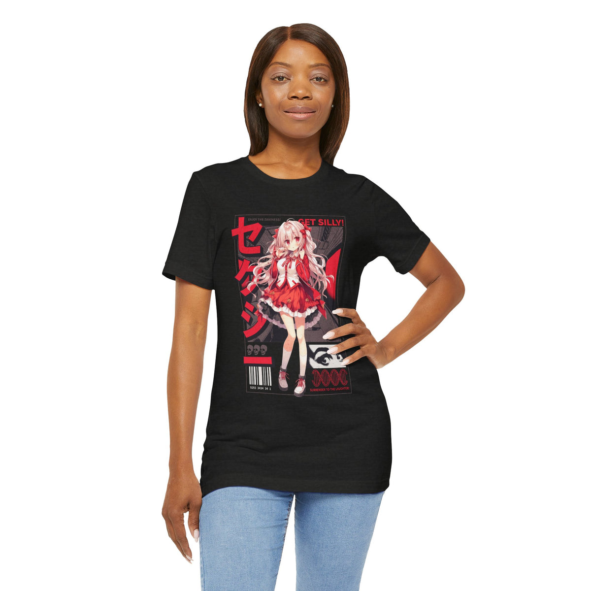 Anime Girl Graphic Tee — "Get Silly!" Red Harajuku Style T-Shirt