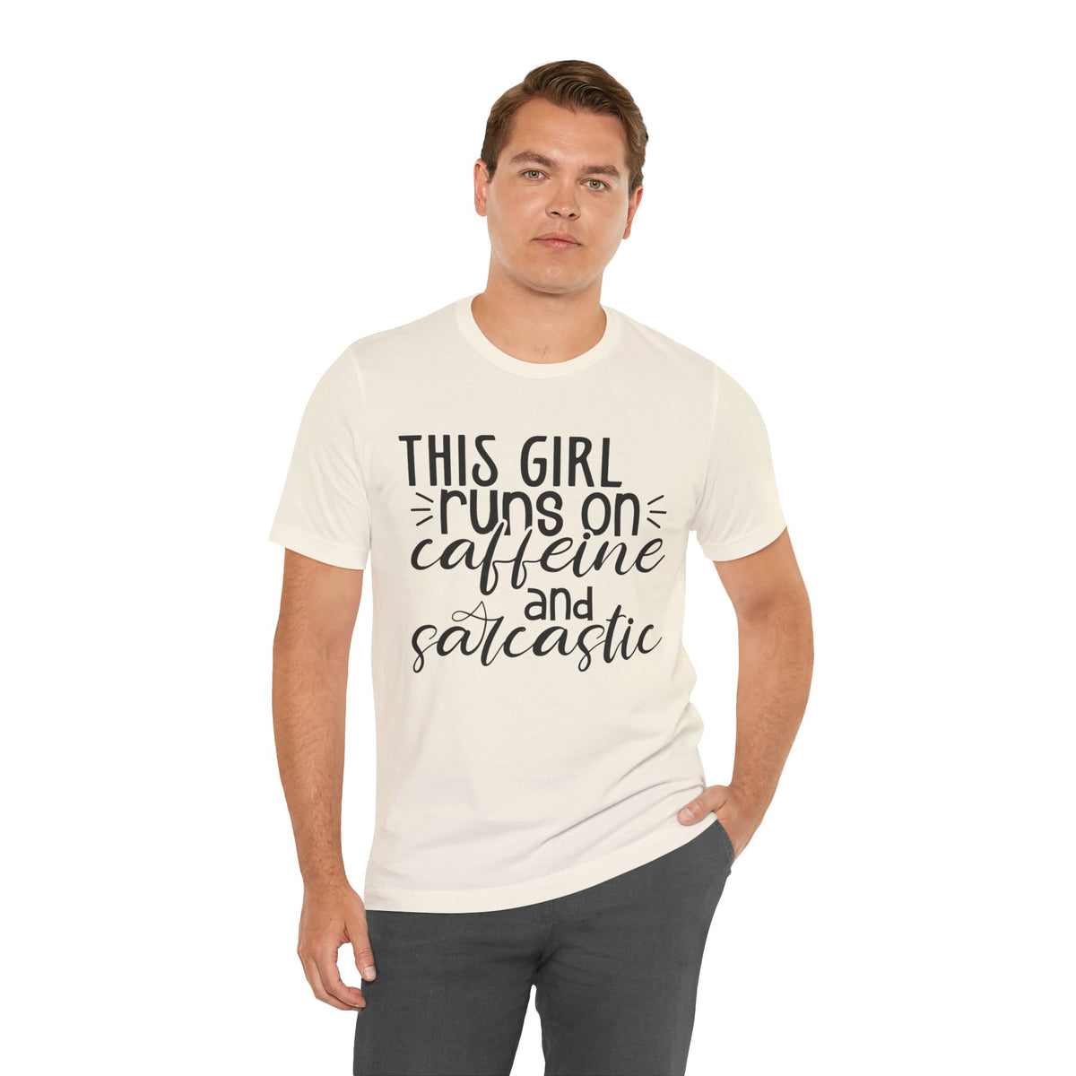 Funny Women’s Tee — "This Girl Runs on Caffeine and Sarcastic"