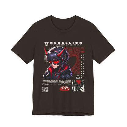 Anime Devil Girl Graphic Tee — "Rebellion" Cyberpunk Streetwear