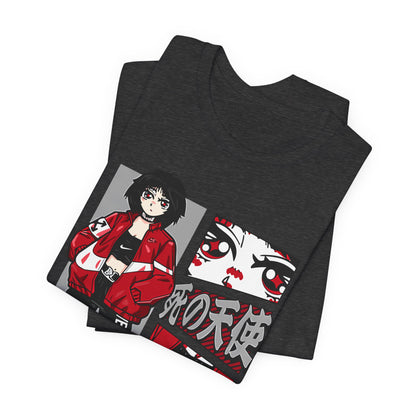 Anime Streetwear Tee — Red-Jacket Angel Graphic