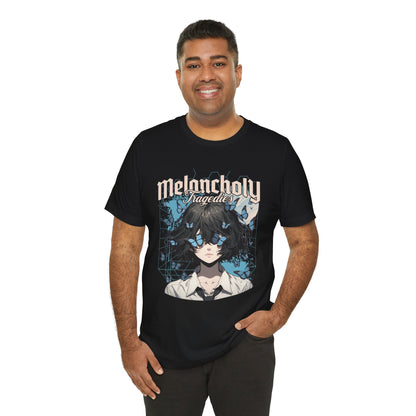 Melancholy Tragedia Anime Tee — Blue Butterflies Graphic T-Shirt