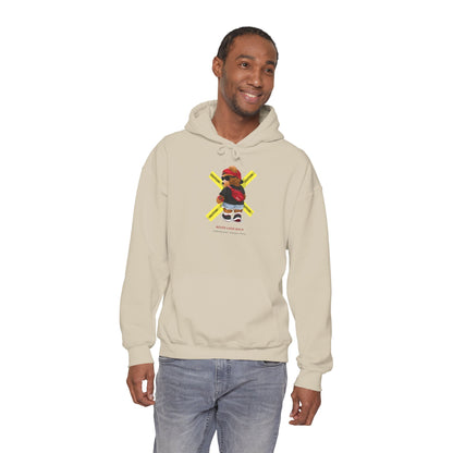 Hockey Bear Graphic Hoodie — 'Never Give Up' Cozy Skate Sweatshirt