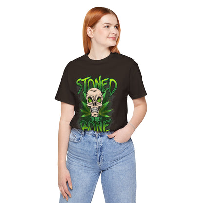 Stoned to the Bone Skull Tee — Cannabis Leaf Graphic T-Shirt
