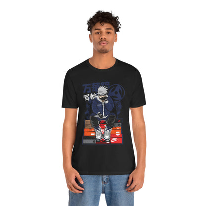 Anime Sneakerhead Tee — Sitting Character on Shoe Boxes with Japanese Text