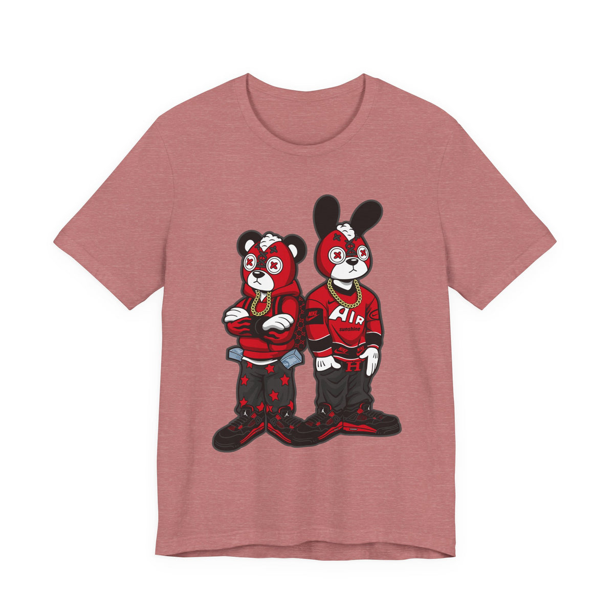 Streetwear Cartoon Bear & Bunny Tee — Hip Hop Graphic T-Shirt