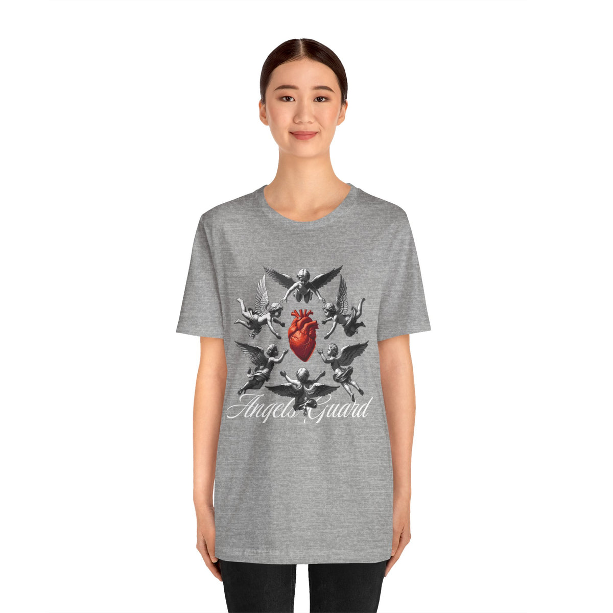 Angel Guard T‑Shirt — Sacred Heart & Cherub Graphic Tee