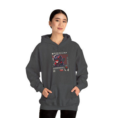 Cyber Samurai Hoodie — Futuristic Red Oni Graphic Pullover