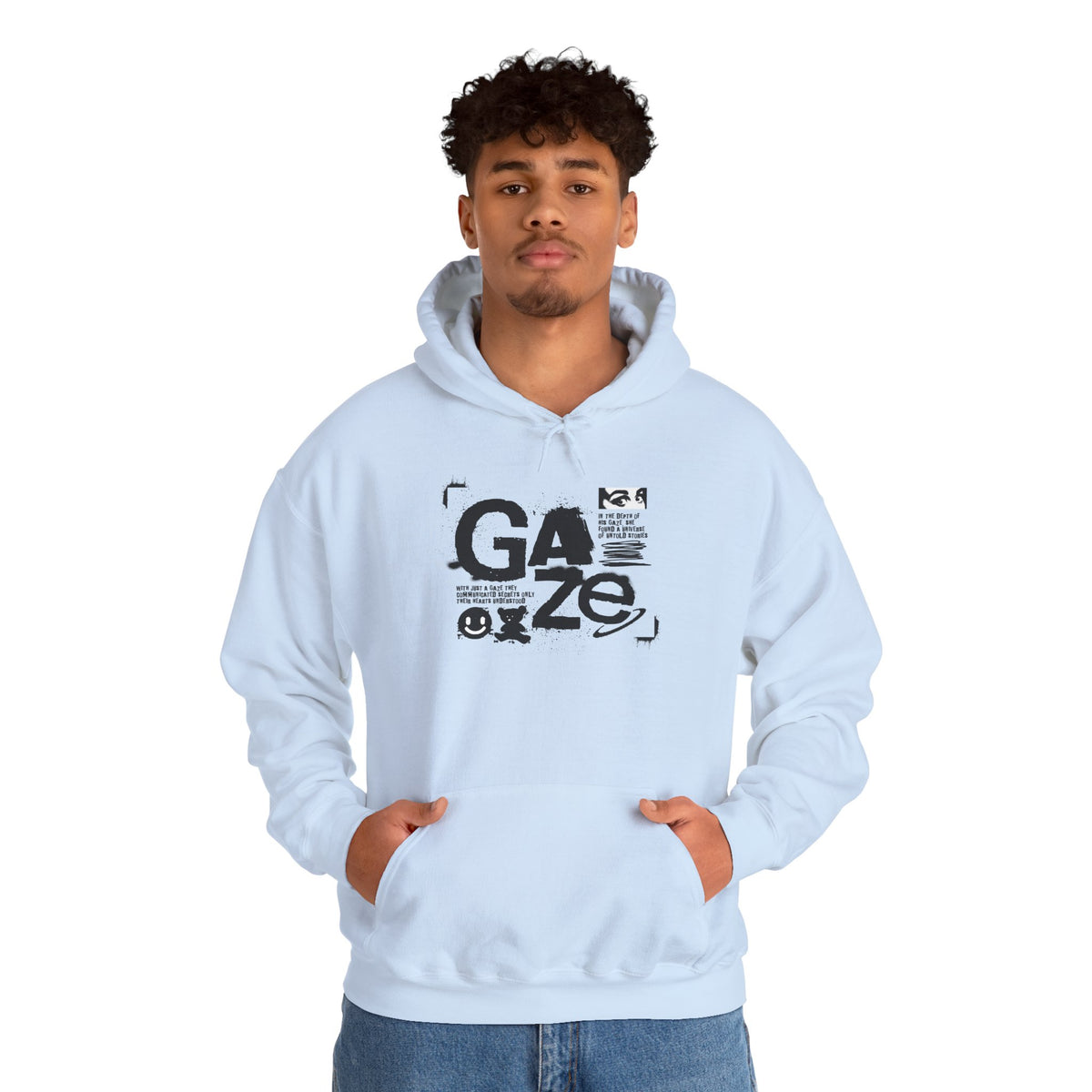 Gaze Graphic Hoodie — Distressed Text Urban Streetwear