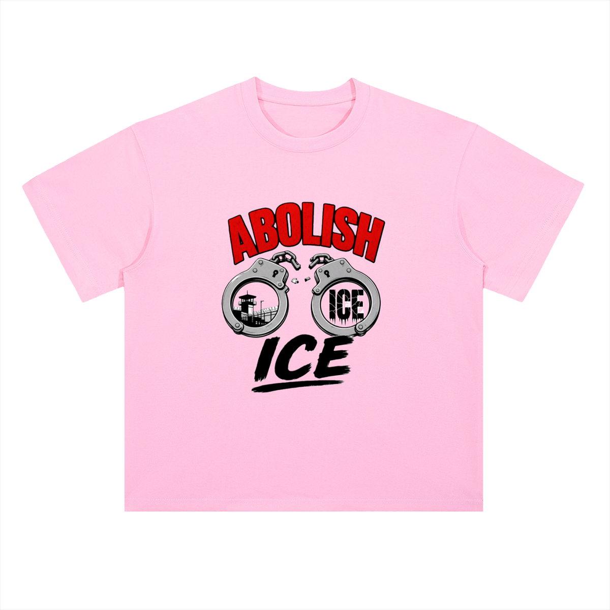 Abolish ICE Handcuffs Graphic Drop Shoulder Tee