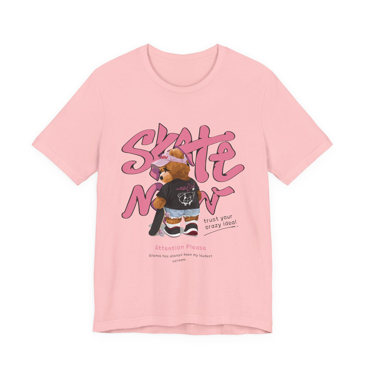 Skate Mom Bear Tee — Cute Pink Skateboard Graphic T-Shirt