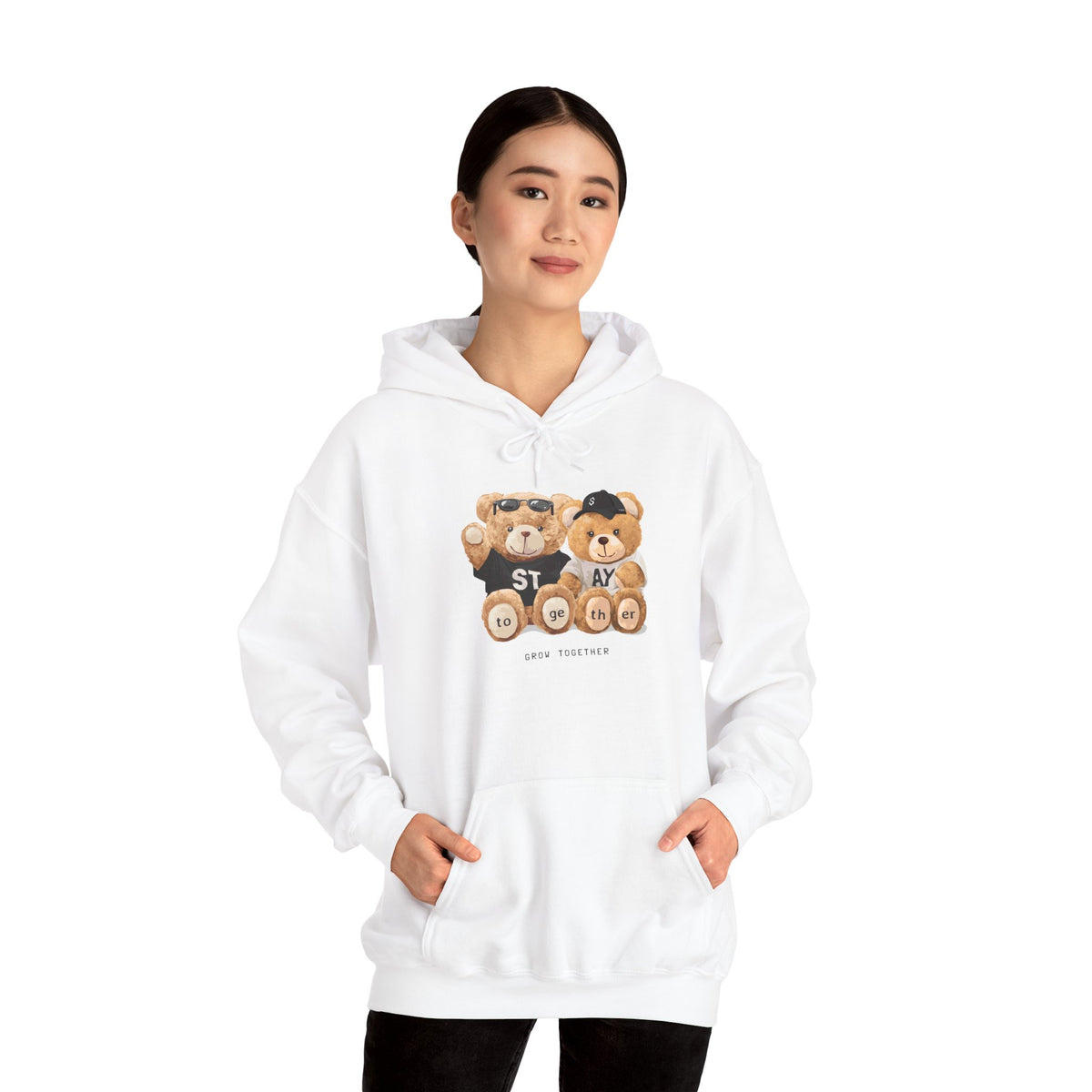 Teddy Bears 'STAY' Hoodie - Cute Couple Bear Graphic Sweatshirt