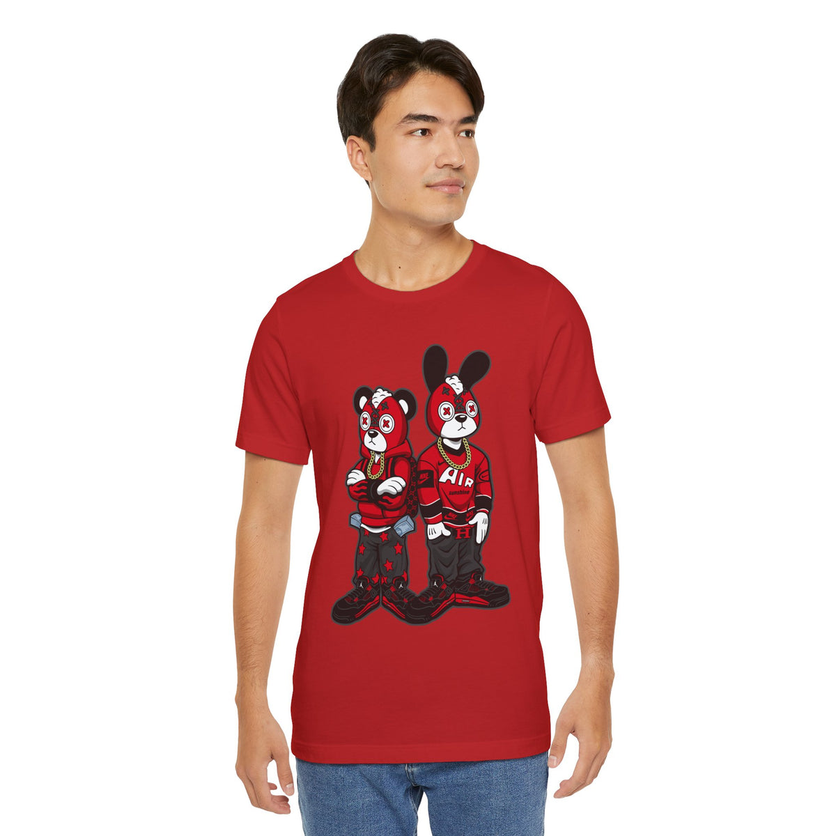 Streetwear Cartoon Bear & Bunny Tee — Hip Hop Graphic T-Shirt