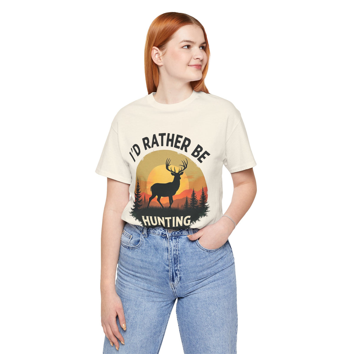 I'd Rather Be Hunting T‑Shirt — Deer Sunset Outdoor Hunting Tee