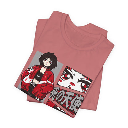 Anime Streetwear Tee — Red-Jacket Angel Graphic