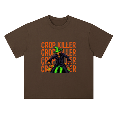 Crop Killer Halloween Scarecrow Graphic Drop Shoulder Tee