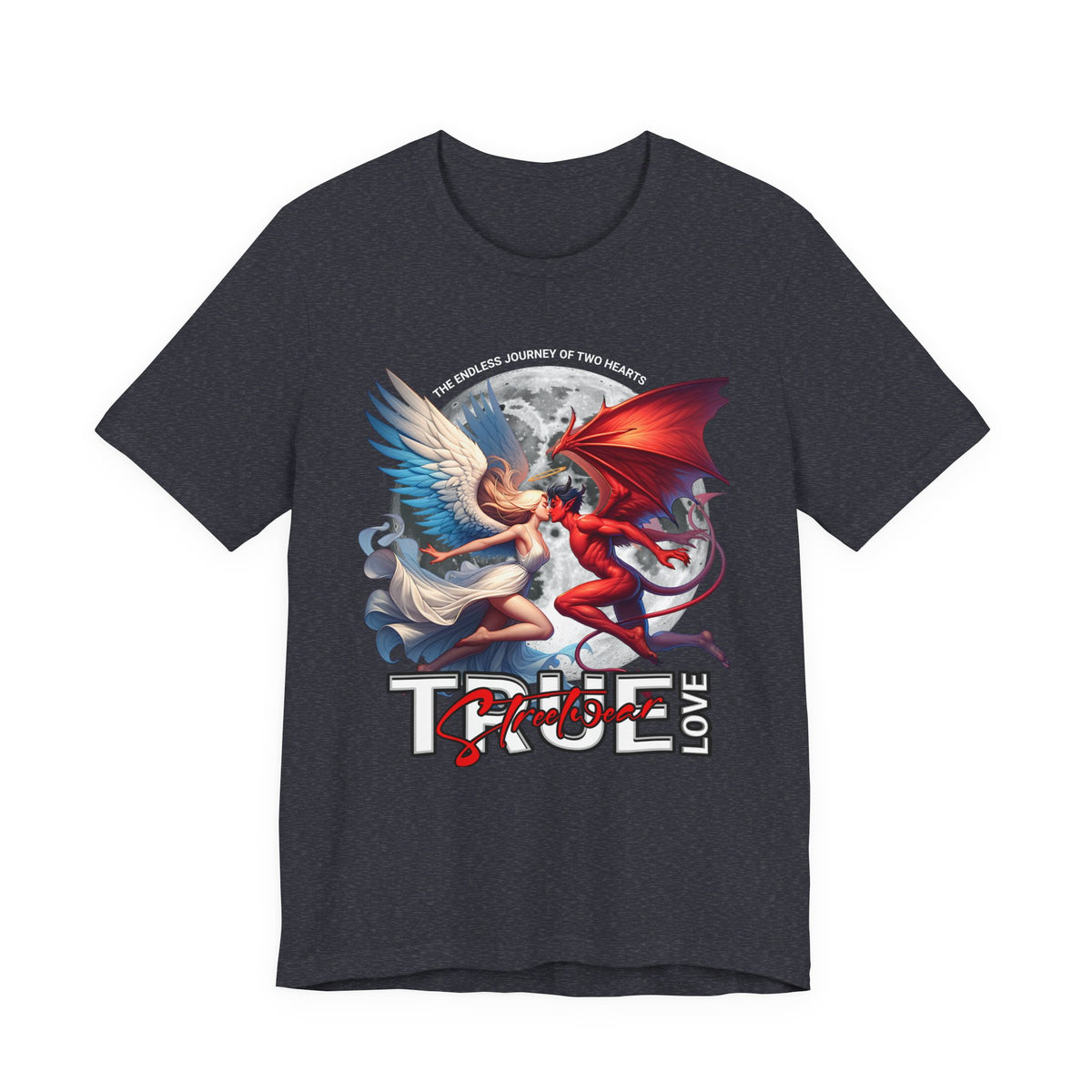 True Love Tee — Angel & Devil Heart Graphic T-Shirt