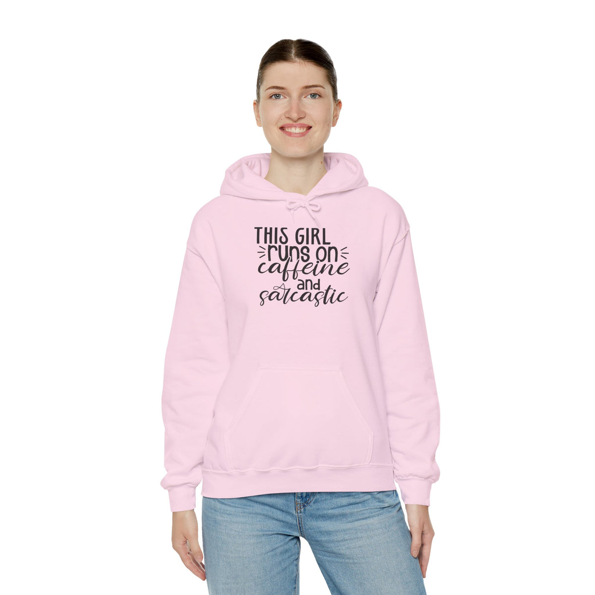Sarcastic Caffeine Hoodie — "This Girl Runs on Caffeine and Sarcastic" Sweatshirt