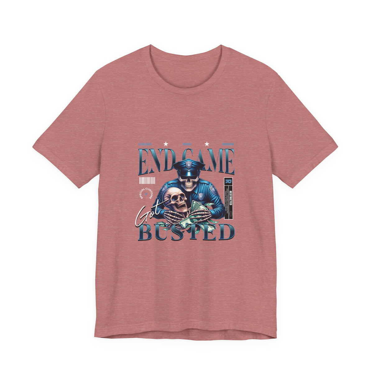Endgame Got Busted Tee — Police Skull Graphic T-Shirt
