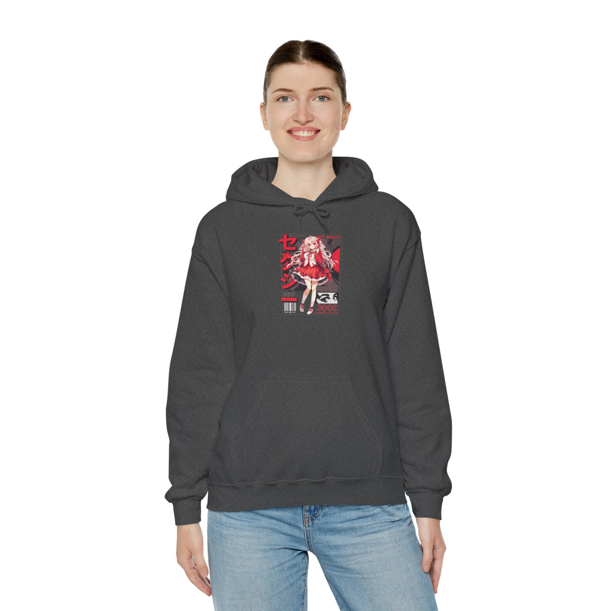 Anime Girl Graphic Hoodie — Red Retro Japanese Manga Design