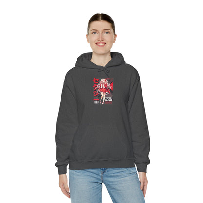 Anime Girl Graphic Hoodie — Red Retro Japanese Manga Design