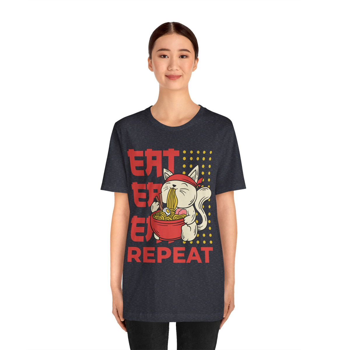 Ramen Cat Tee — "Eat Sleep Repeat" Cute Noodle Lover T-Shirt