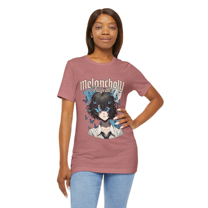 Melancholy Tragedia Anime Tee — Blue Butterflies Graphic T-Shirt