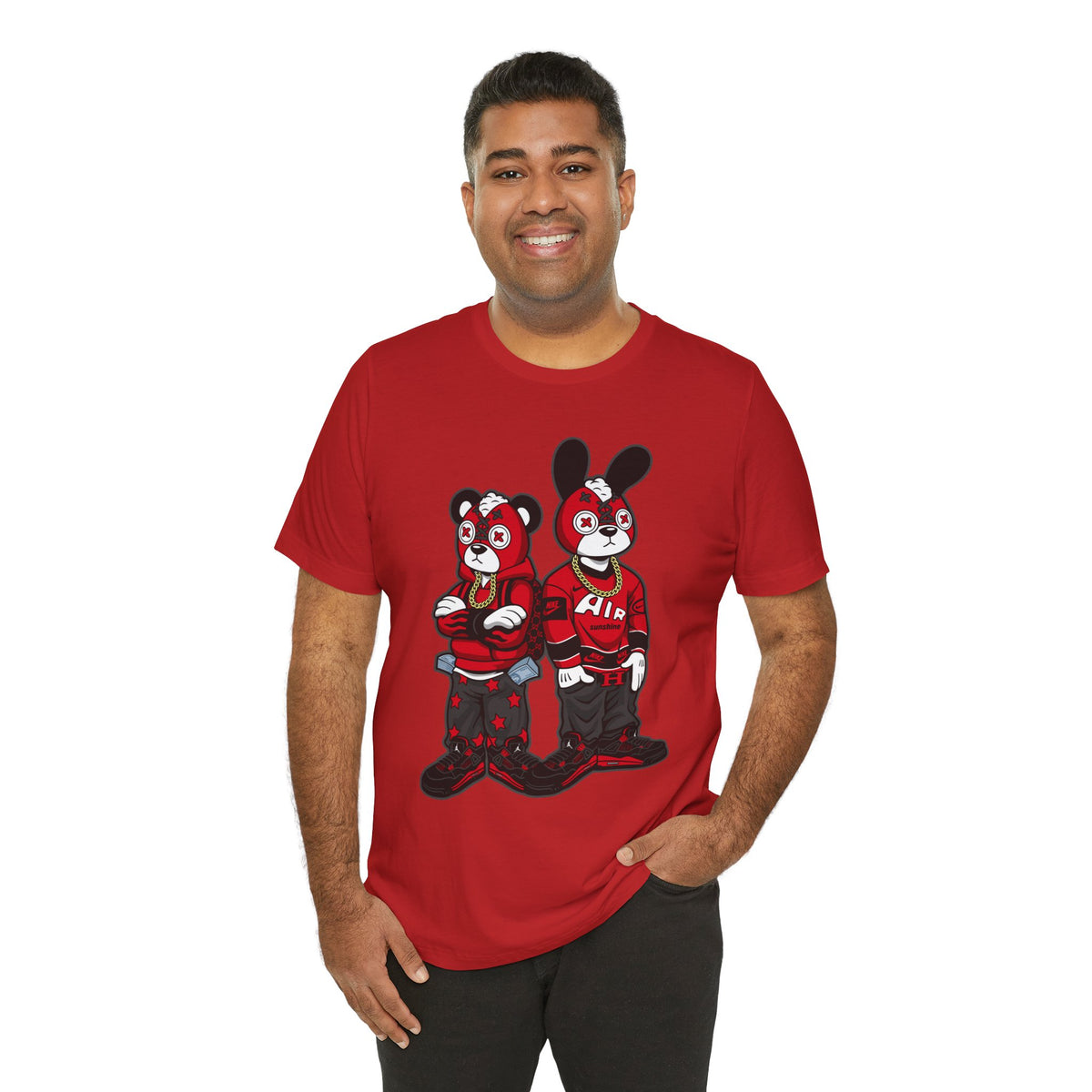 Streetwear Cartoon Bear & Bunny Tee — Hip Hop Graphic T-Shirt