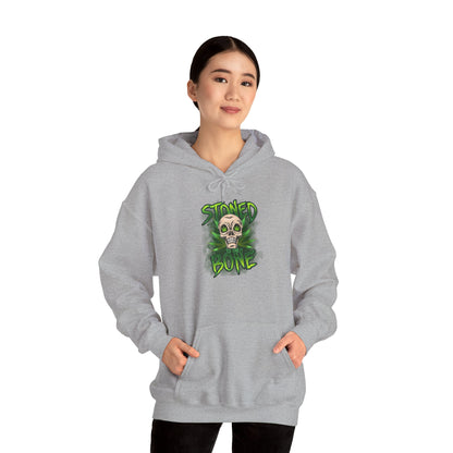 Skull 'Stoned Bone' Hoodie – Green Cannabis Skull Graphic Pullover