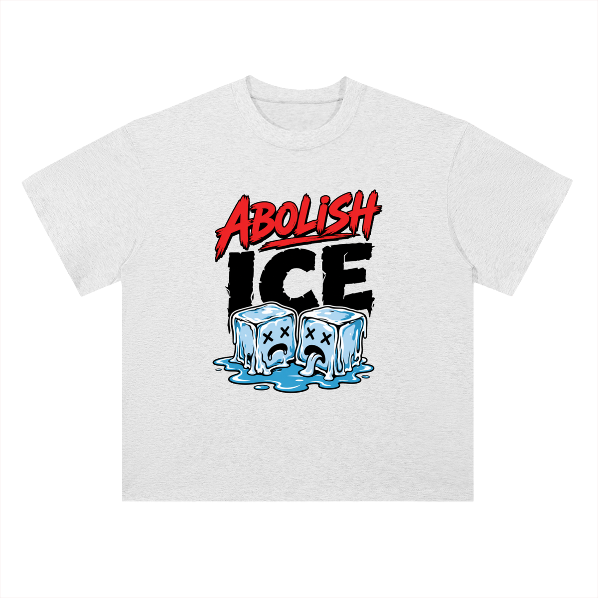 Abolish ICE Melting Ice Cubes Graphic Drop Shoulder Tee