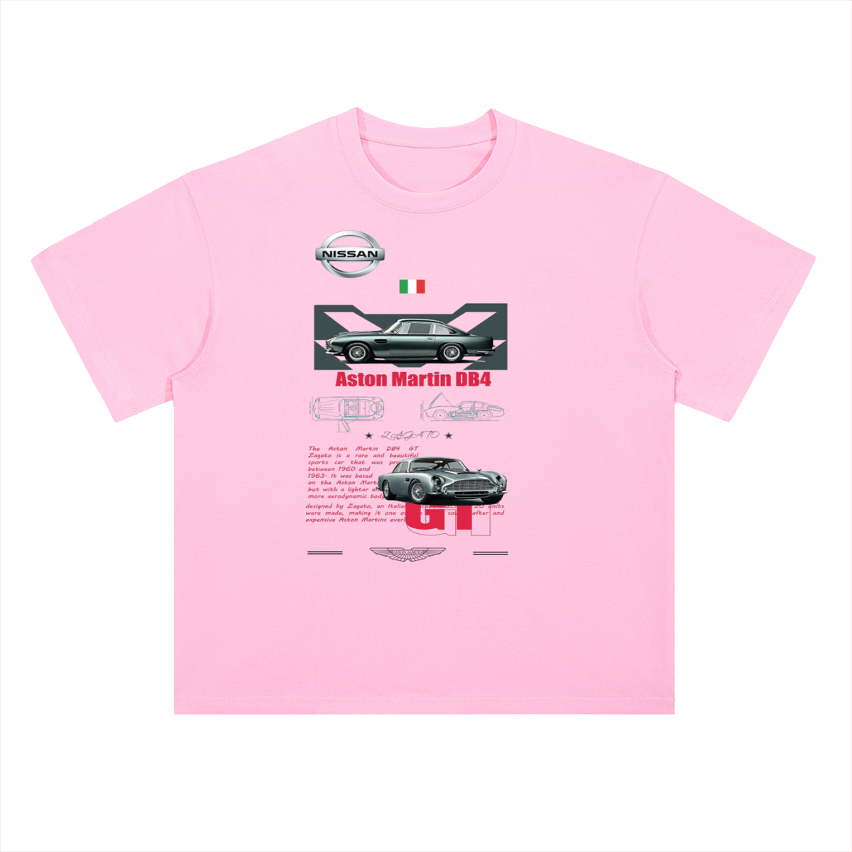 Aston Martin DB4 Classic Car Cotton Graphic Tee