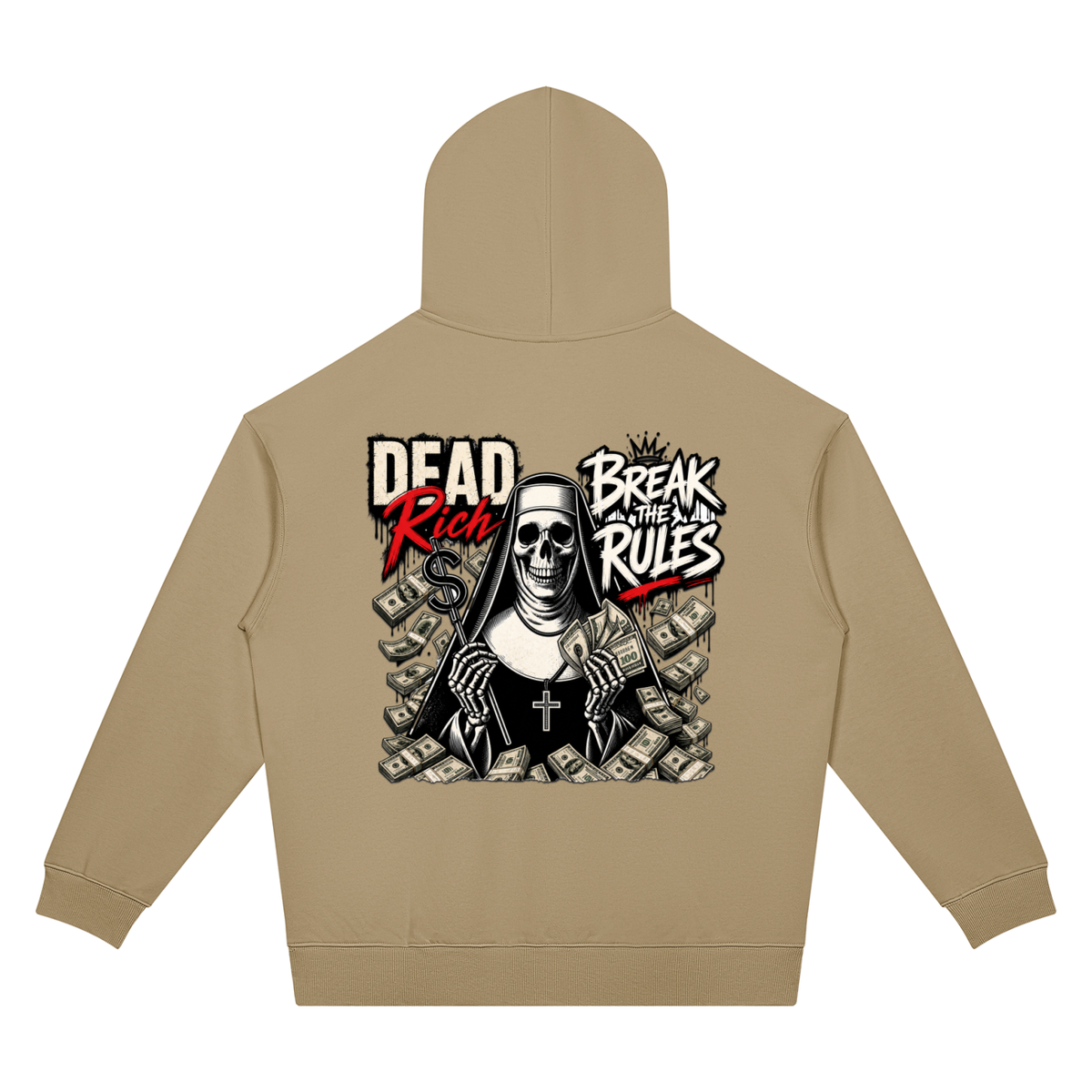 Burning Money Two-Sided Graphic Drop Shoulder Hoodie