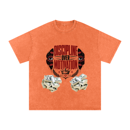 Discipline Over Motivation Snow-Washed Cotton Tee