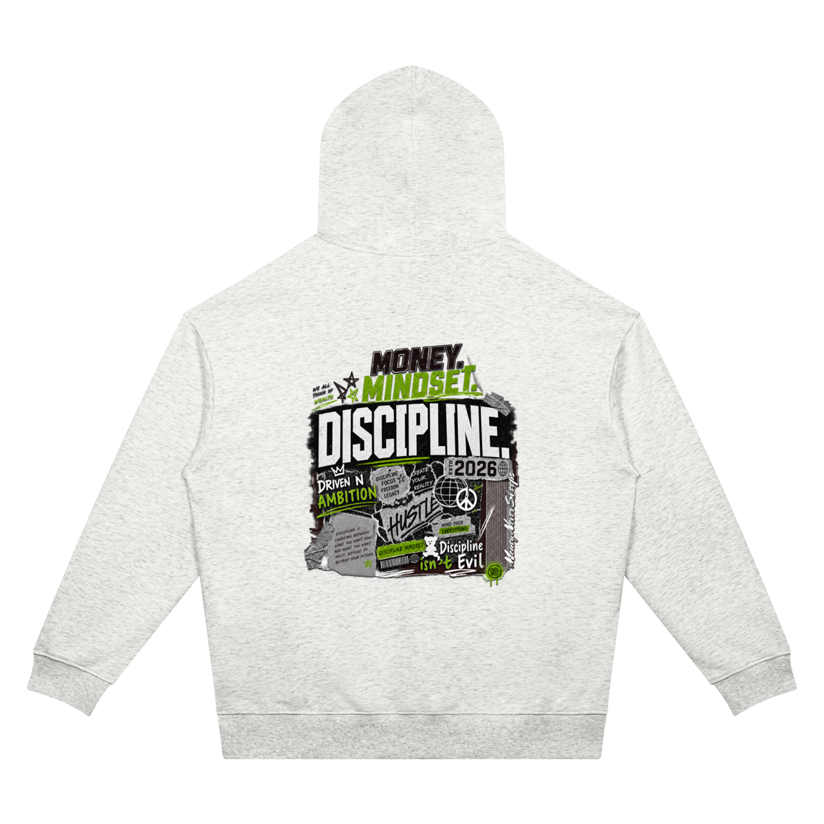 Money Mindset Discipline Two-Sided Graphic Hoodie