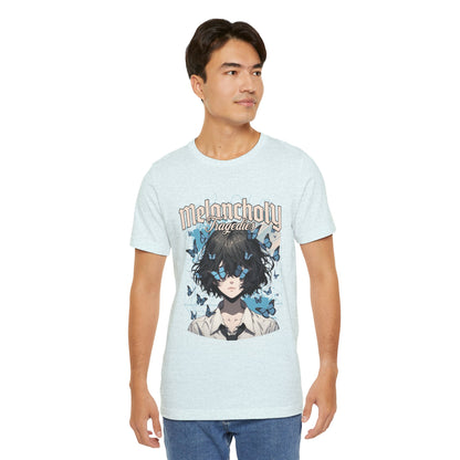 Melancholy Tragedia Anime Tee — Blue Butterflies Graphic T-Shirt