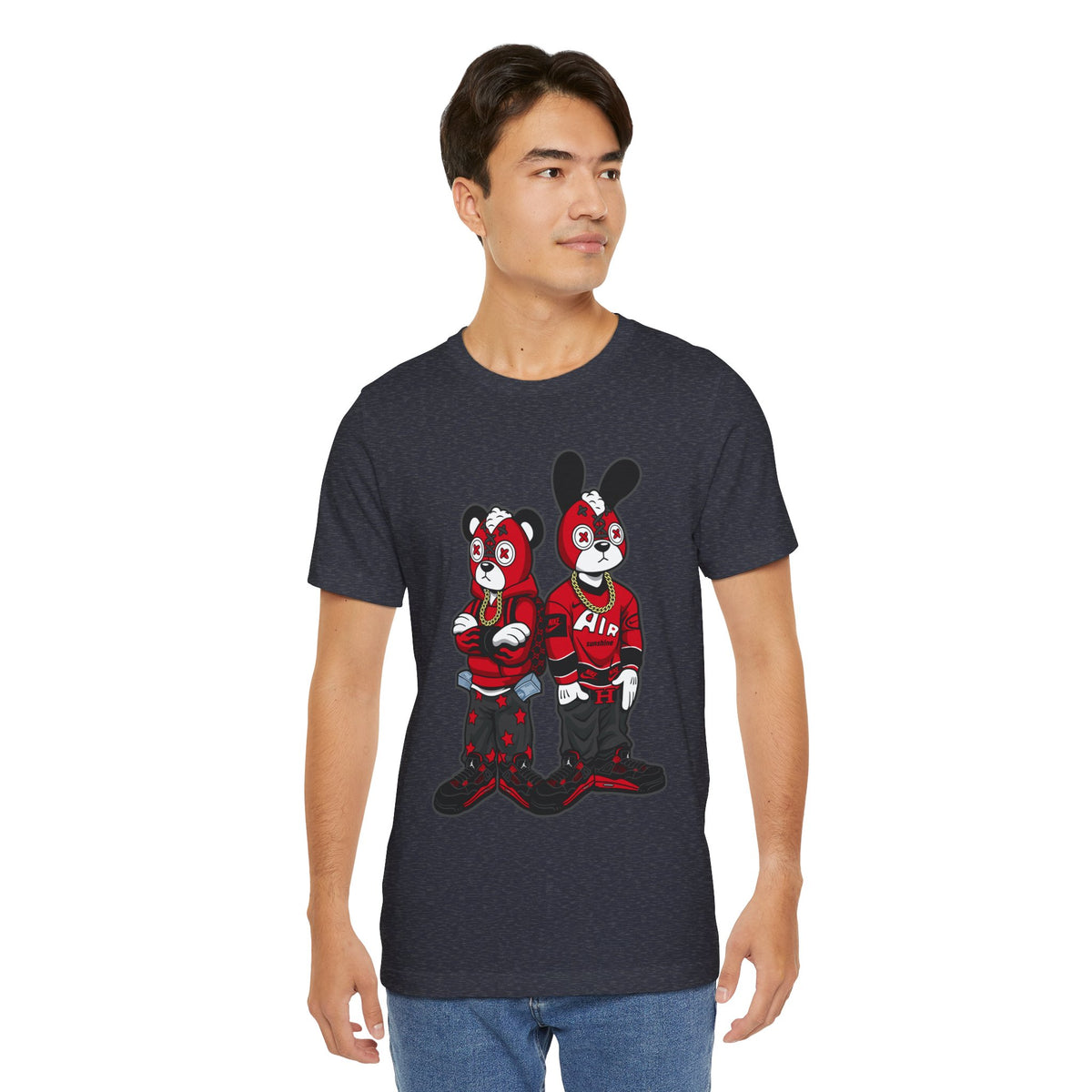 Streetwear Cartoon Bear & Bunny Tee — Hip Hop Graphic T-Shirt