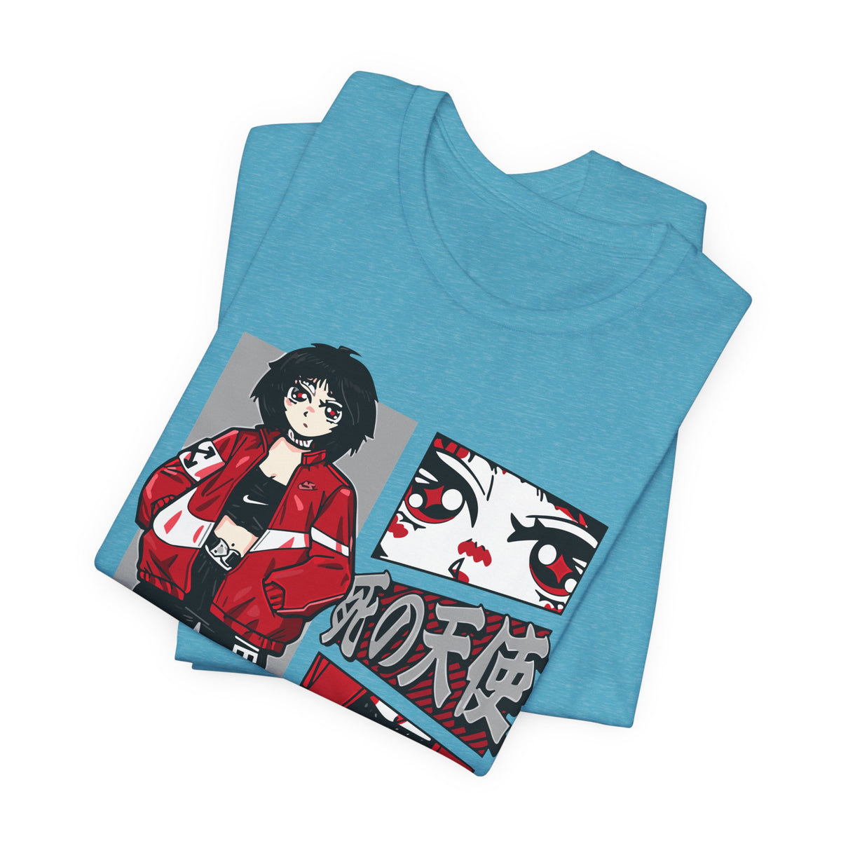 Anime Streetwear Tee — Red-Jacket Angel Graphic
