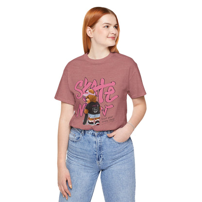 Skate Mom Bear Tee — Cute Pink Skateboard Graphic T-Shirt