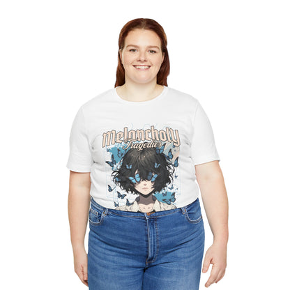 Melancholy Tragedia Anime Tee — Blue Butterflies Graphic T-Shirt