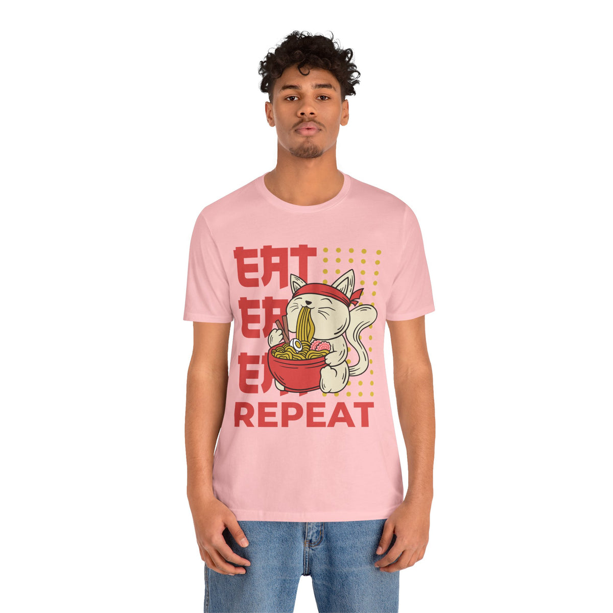 Ramen Cat Tee — "Eat Sleep Repeat" Cute Noodle Lover T-Shirt