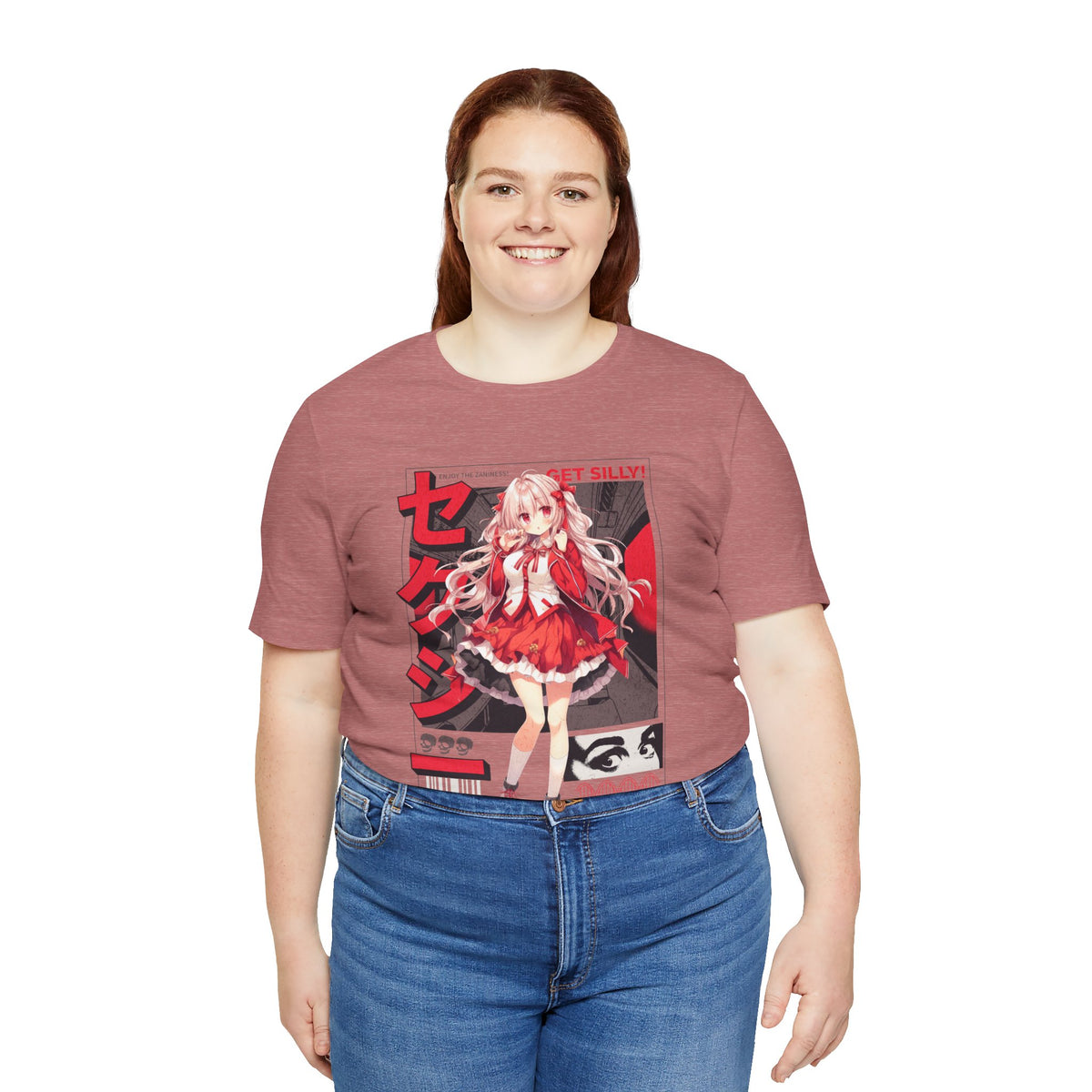Anime Girl Graphic Tee — "Get Silly!" Red Harajuku Style T-Shirt
