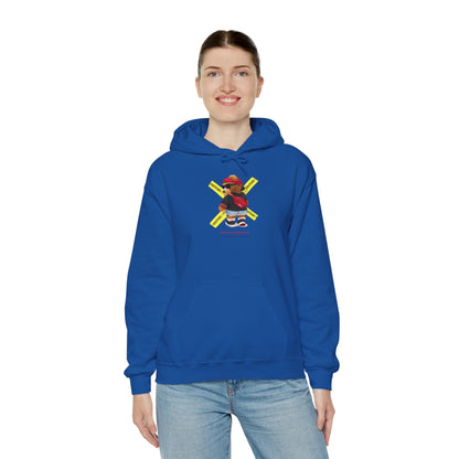 Hockey Bear Graphic Hoodie — 'Never Give Up' Cozy Skate Sweatshirt