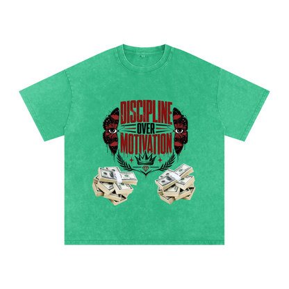 Discipline Over Motivation Snow-Washed Cotton Tee