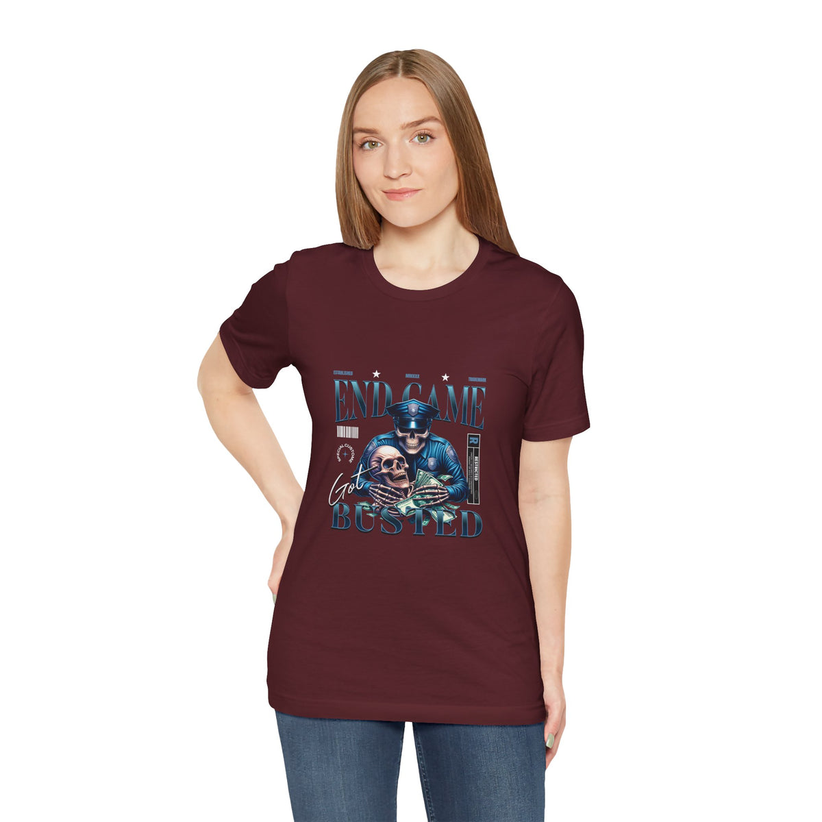 Endgame Got Busted Tee — Police Skull Graphic T-Shirt