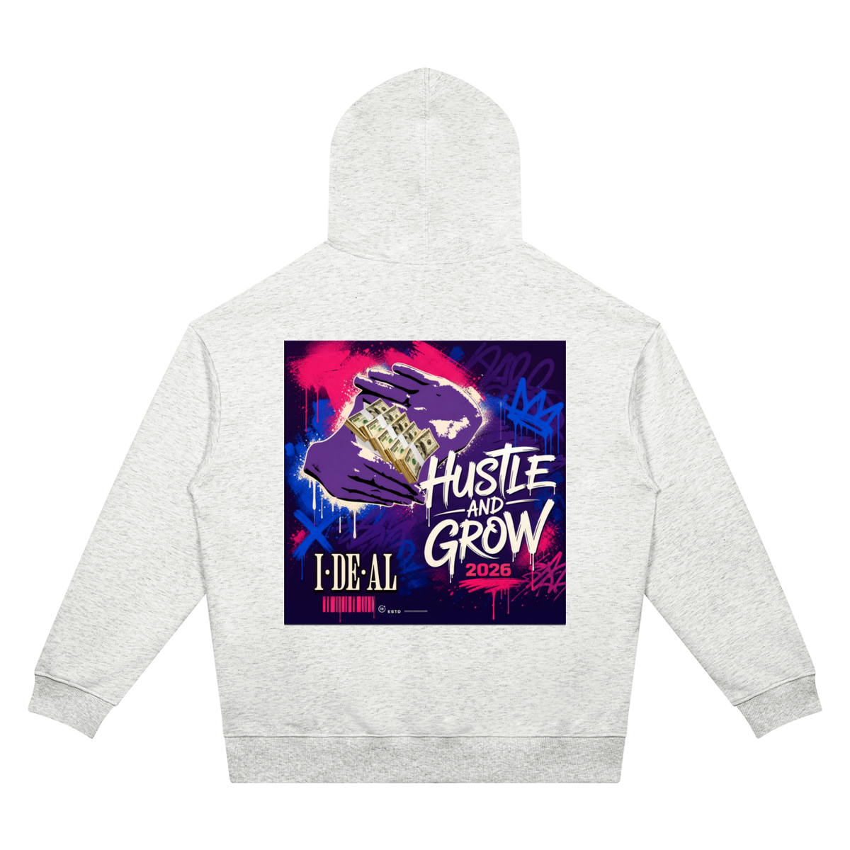 Hustle and Grow Two-sided Graphic Drop Shoulder Hoodie