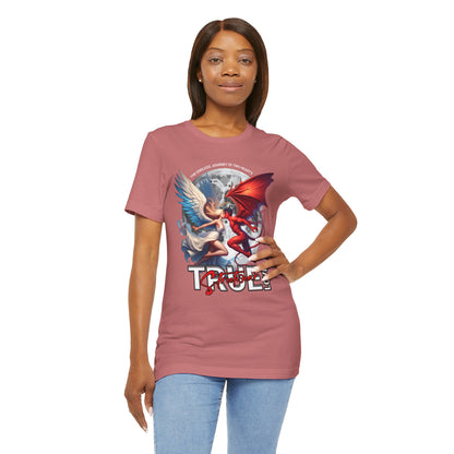 True Love Tee — Angel & Devil Heart Graphic T-Shirt