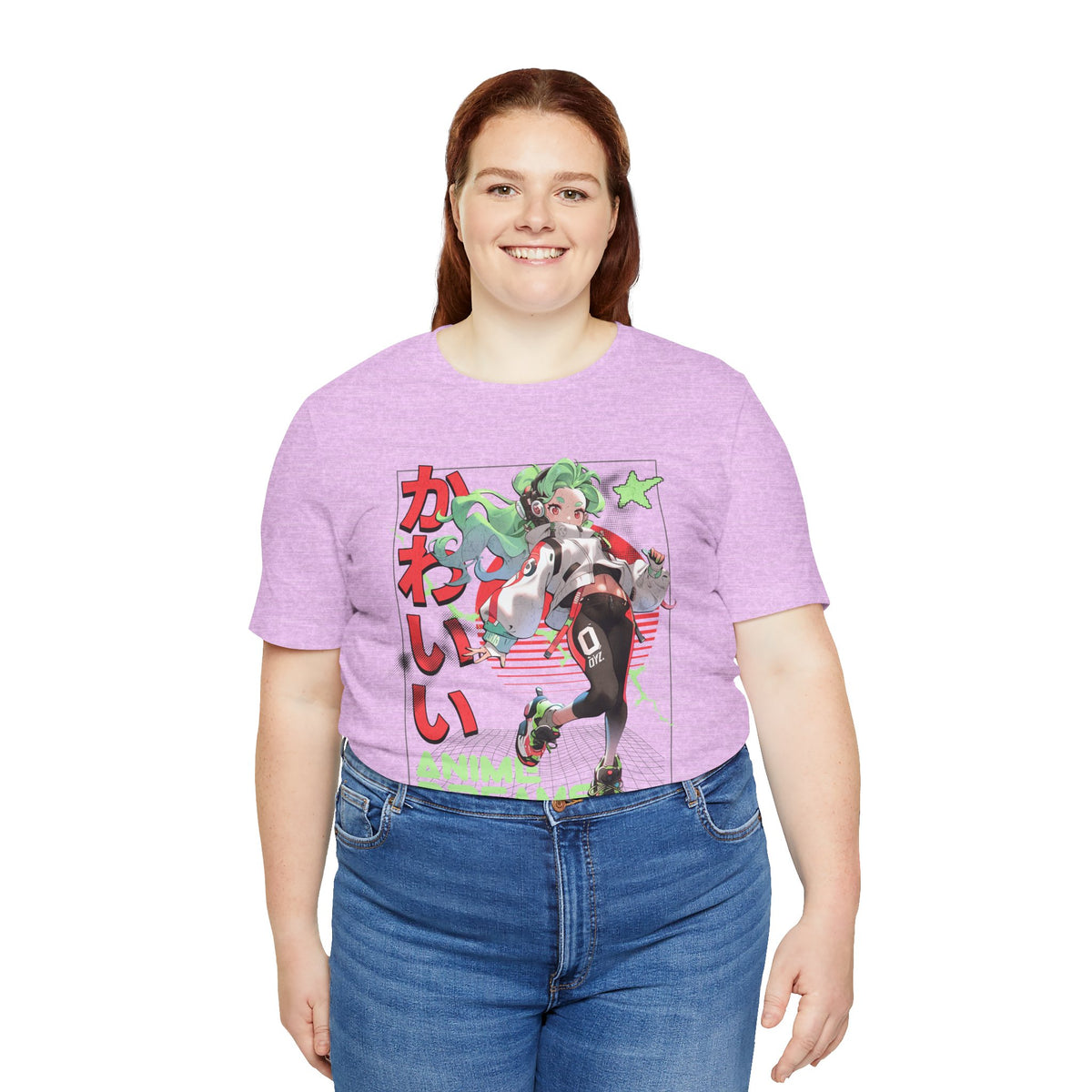 Anime Dreams Kawaii Tee — Neon Retro Anime Girl Graphic T-Shirt