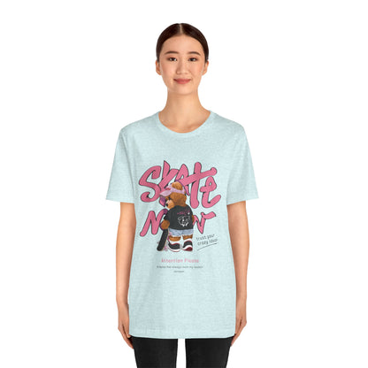 Skate Mom Bear Tee — Cute Pink Skateboard Graphic T-Shirt